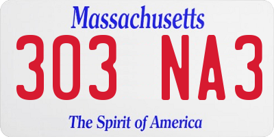 MA license plate 303NA3