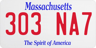 MA license plate 303NA7