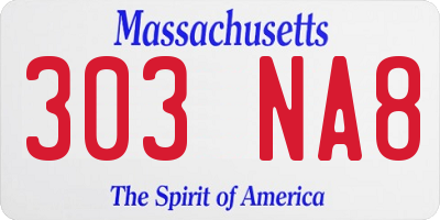 MA license plate 303NA8