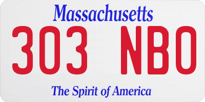 MA license plate 303NB0