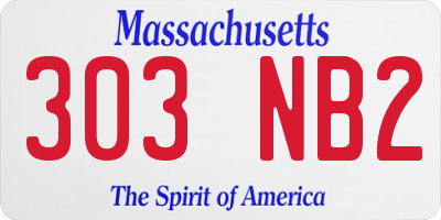 MA license plate 303NB2