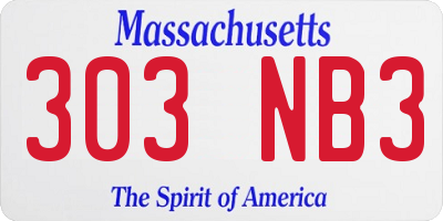 MA license plate 303NB3