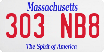MA license plate 303NB8