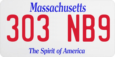MA license plate 303NB9