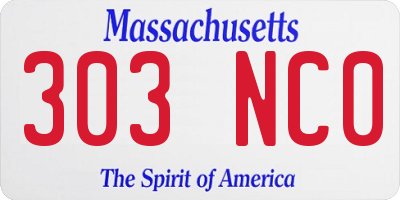 MA license plate 303NC0