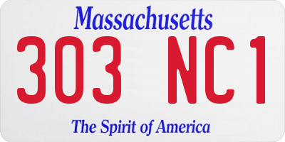 MA license plate 303NC1