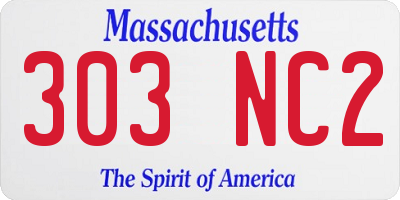 MA license plate 303NC2