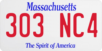 MA license plate 303NC4