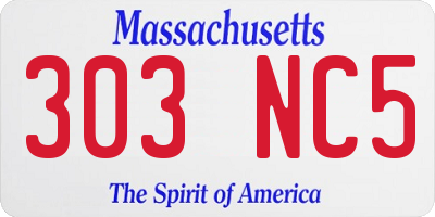 MA license plate 303NC5