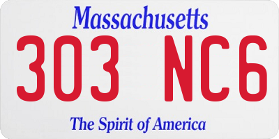MA license plate 303NC6