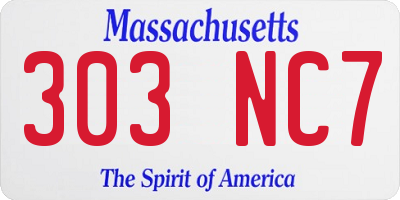 MA license plate 303NC7