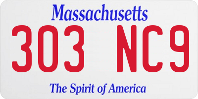 MA license plate 303NC9
