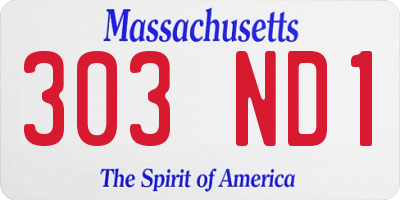 MA license plate 303ND1