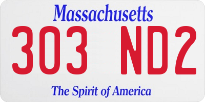MA license plate 303ND2