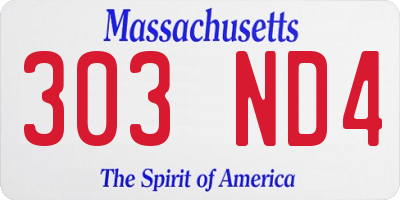 MA license plate 303ND4