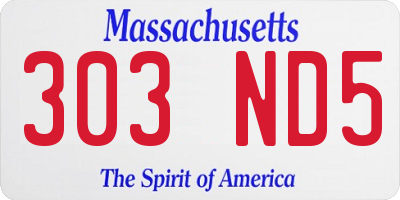 MA license plate 303ND5