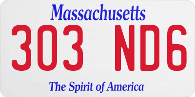MA license plate 303ND6