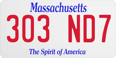 MA license plate 303ND7