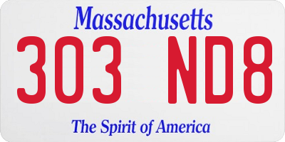 MA license plate 303ND8