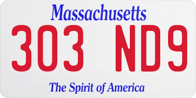 MA license plate 303ND9