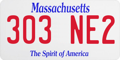 MA license plate 303NE2