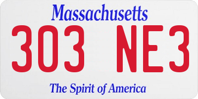 MA license plate 303NE3