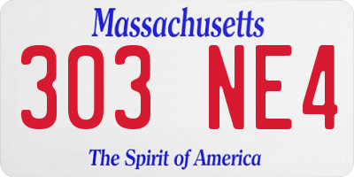 MA license plate 303NE4