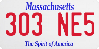MA license plate 303NE5