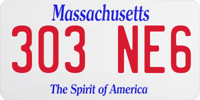 MA license plate 303NE6