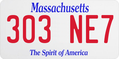 MA license plate 303NE7
