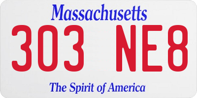 MA license plate 303NE8
