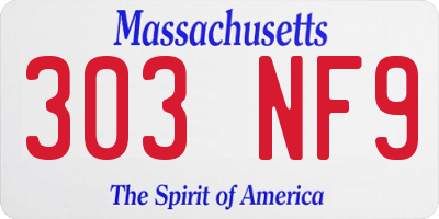 MA license plate 303NF9