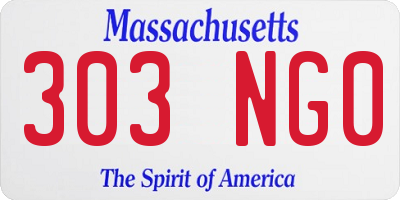 MA license plate 303NG0