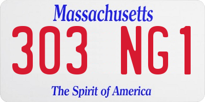 MA license plate 303NG1