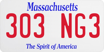 MA license plate 303NG3