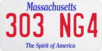 MA license plate 303NG4