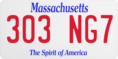 MA license plate 303NG7