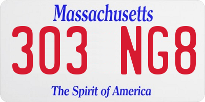 MA license plate 303NG8
