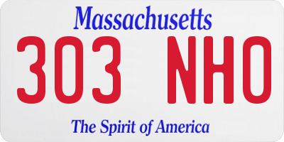 MA license plate 303NH0