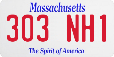 MA license plate 303NH1