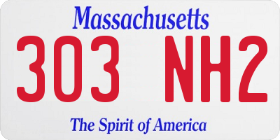 MA license plate 303NH2