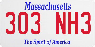 MA license plate 303NH3