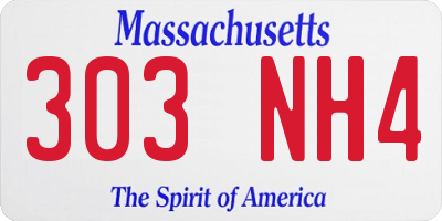 MA license plate 303NH4