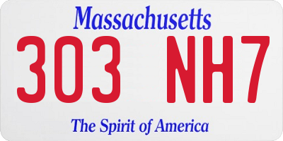 MA license plate 303NH7