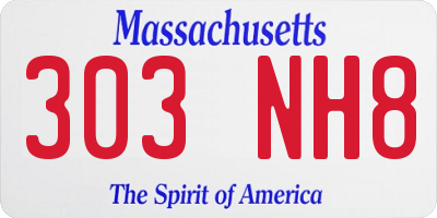 MA license plate 303NH8