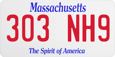 MA license plate 303NH9