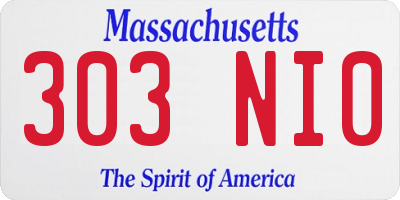 MA license plate 303NI0
