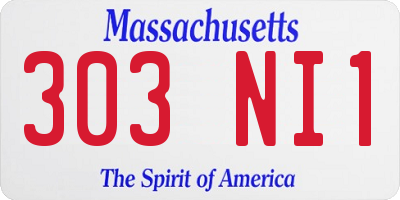 MA license plate 303NI1