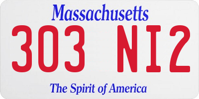 MA license plate 303NI2