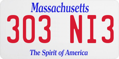 MA license plate 303NI3